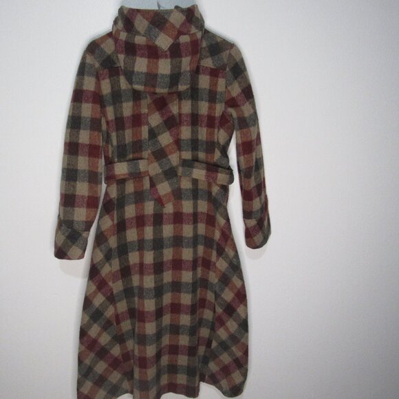 Vtg Sz 11/12 Plaid Warm Wool Coat - Picture 2 of 6